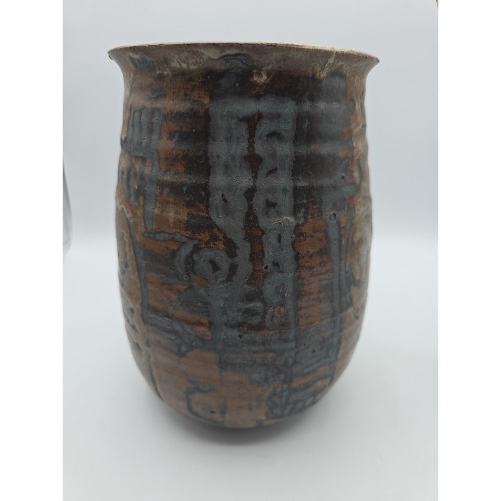 Brutalist Primative Studio Art MCM Vase Abstract Patten Signed Schultz‎ - Picture 6 of 11